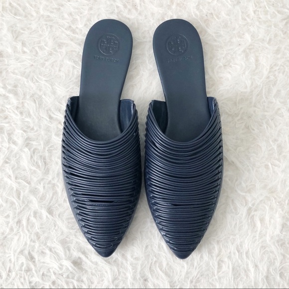 Tory Burch Shoes - NEW Tory Burch Sienna Navy Blue Woven Pointed Toe Mules Flats Size 7.5